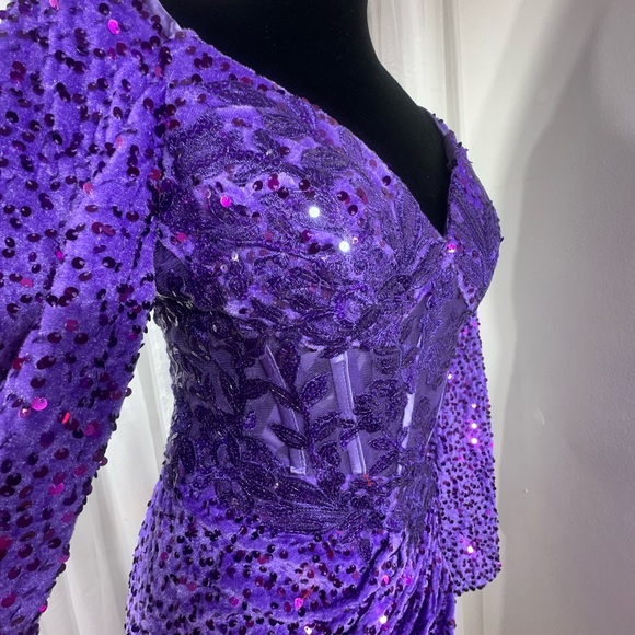 Glamorous Purple Long Sleeve Dress - Picture 13 of 14